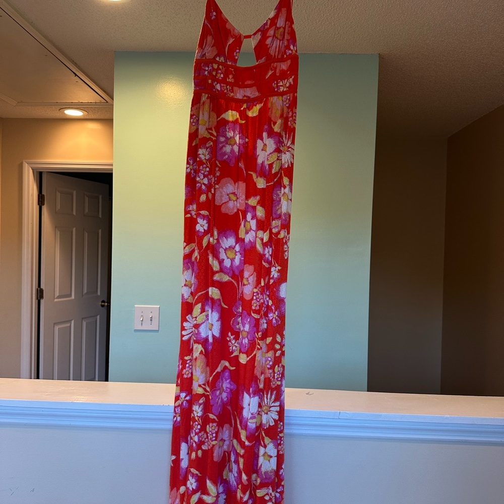 Free People Red and Pink Floral Dress